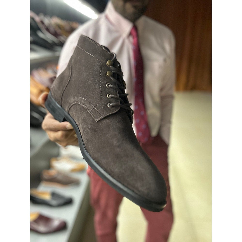 Greyish Brown Suede Exralight Combat Boot