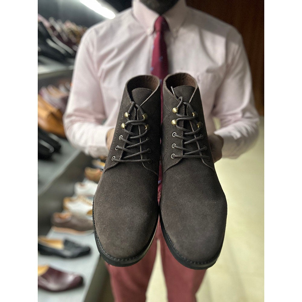 Greyish Brown Suede Exralight Combat Boot