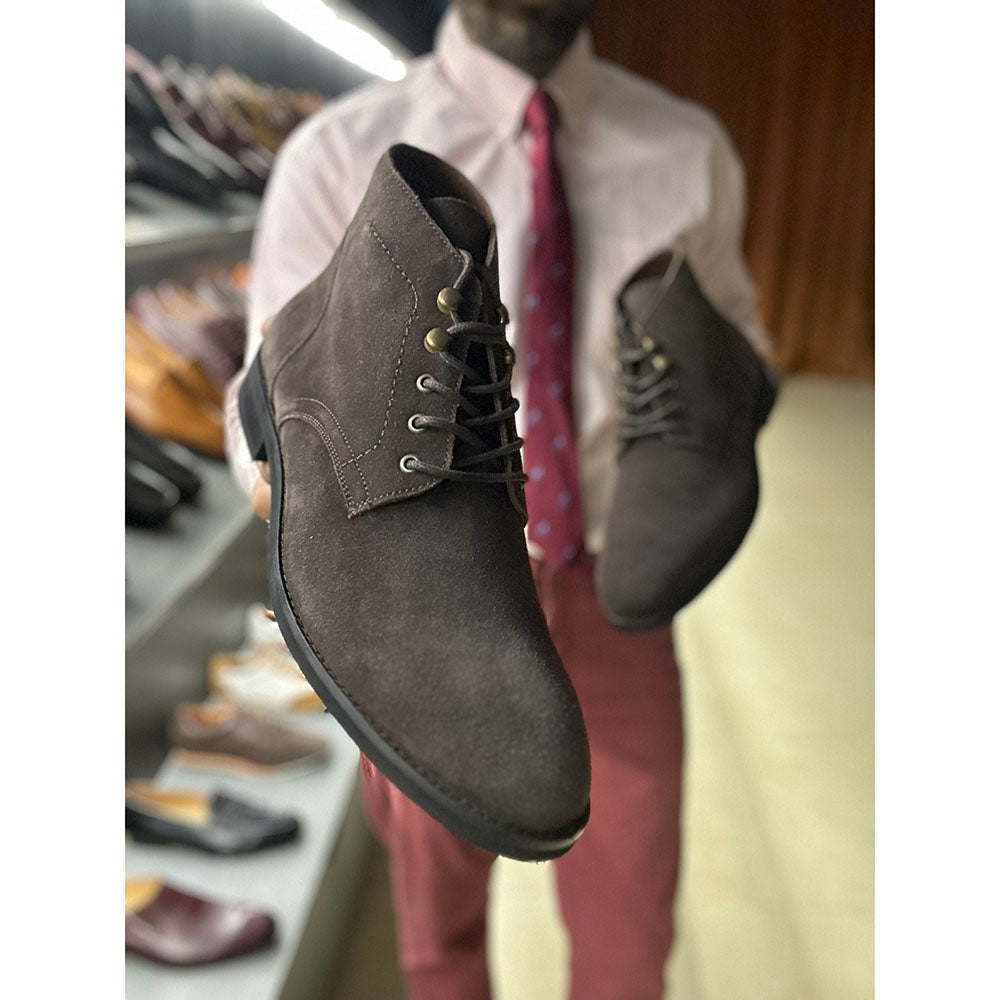 Greyish Brown Suede Exralight Combat Boot